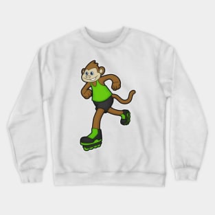 Monkey as Skater with Inline skates Crewneck Sweatshirt